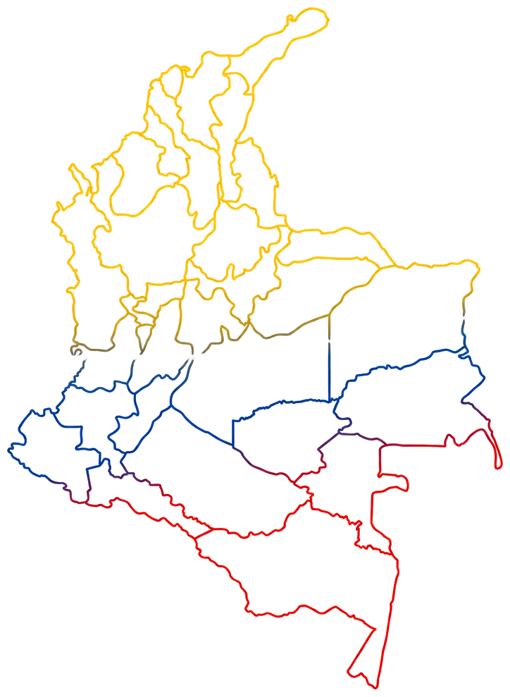 Mapa de Colombia con los departamentos donde hemos trabajado